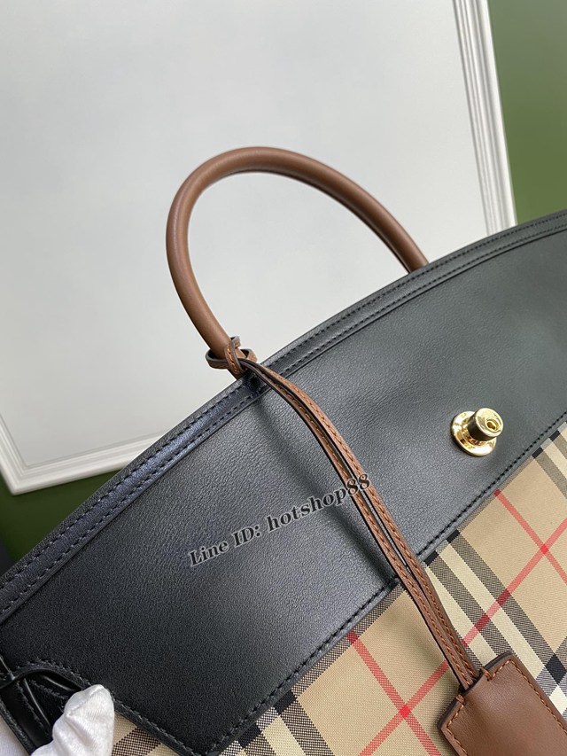 Burberry專櫃新款Society賽爾迪手袋 巴寶莉Vintage復古格紋手提女包 yxb1150